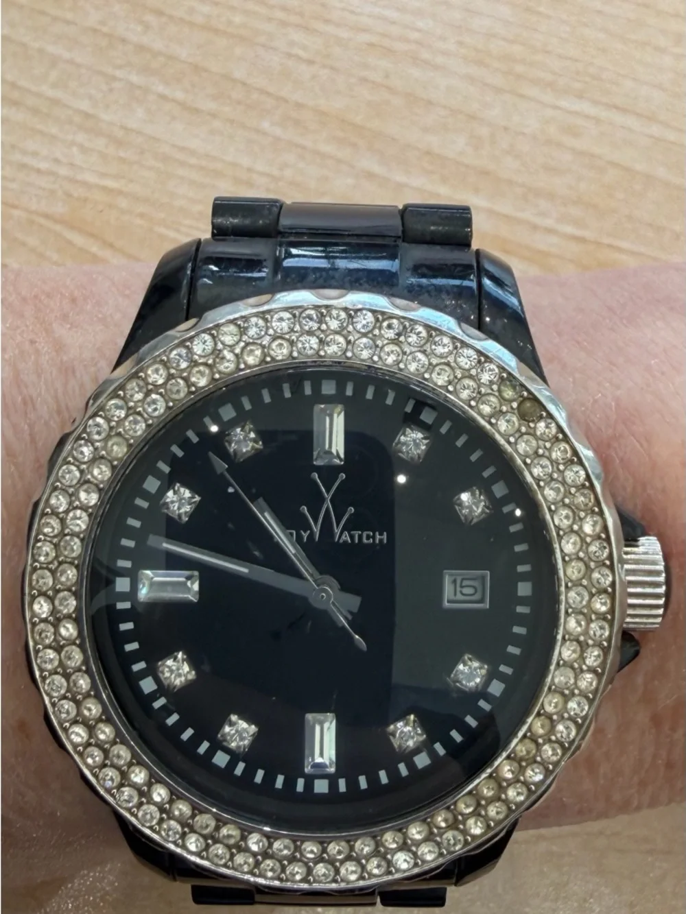 ToyWatch Black Plasteramic Bracelet Watch with Crystal Bezel